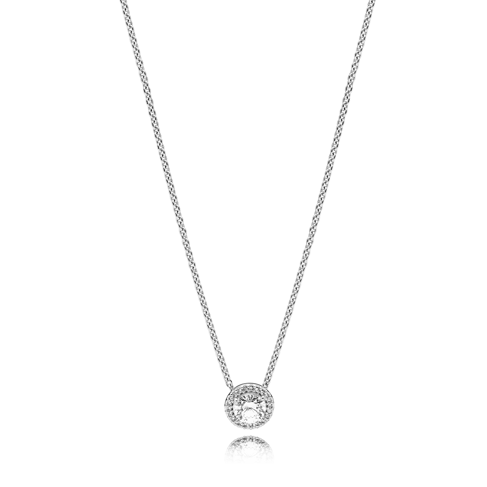 pandora silver cz necklace