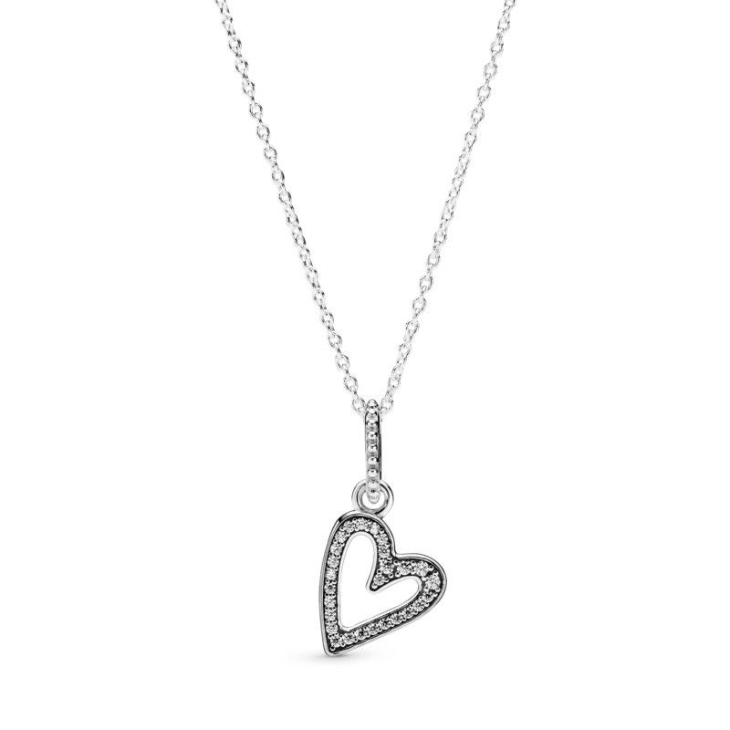 pandora sterling silver heart necklace