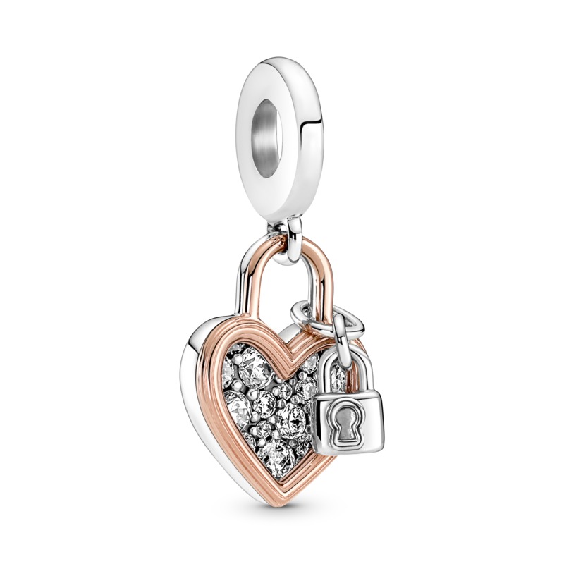 pandora rose gold double heart charm